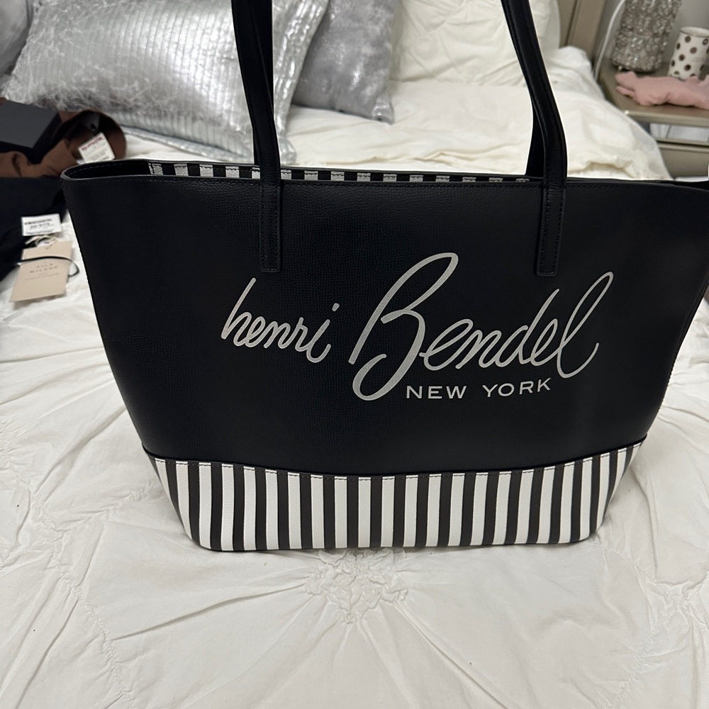 Henri Bendel Black and White Apple Print Tote